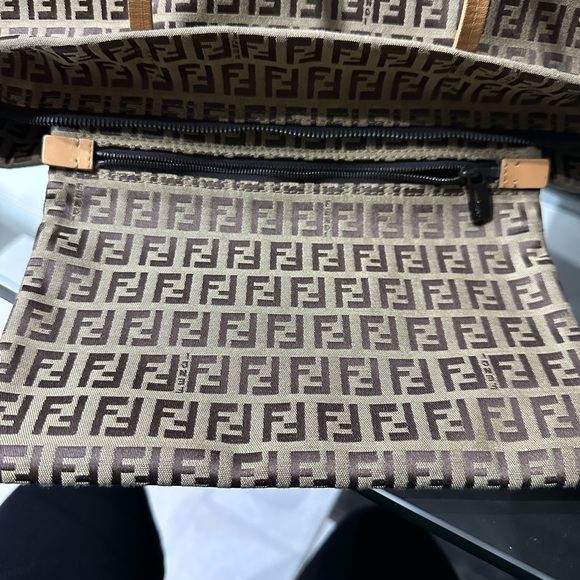 SOLD Auth FENDI Zucchino Tote Bag Beige Brown Canvas Leather 8bh026 - Picture 11 of 17